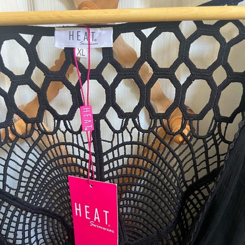 Heat Swimwear Black Crochet Back Tie Cover up XL new with tags, Resortwear, Pool - Picture 2 of 6